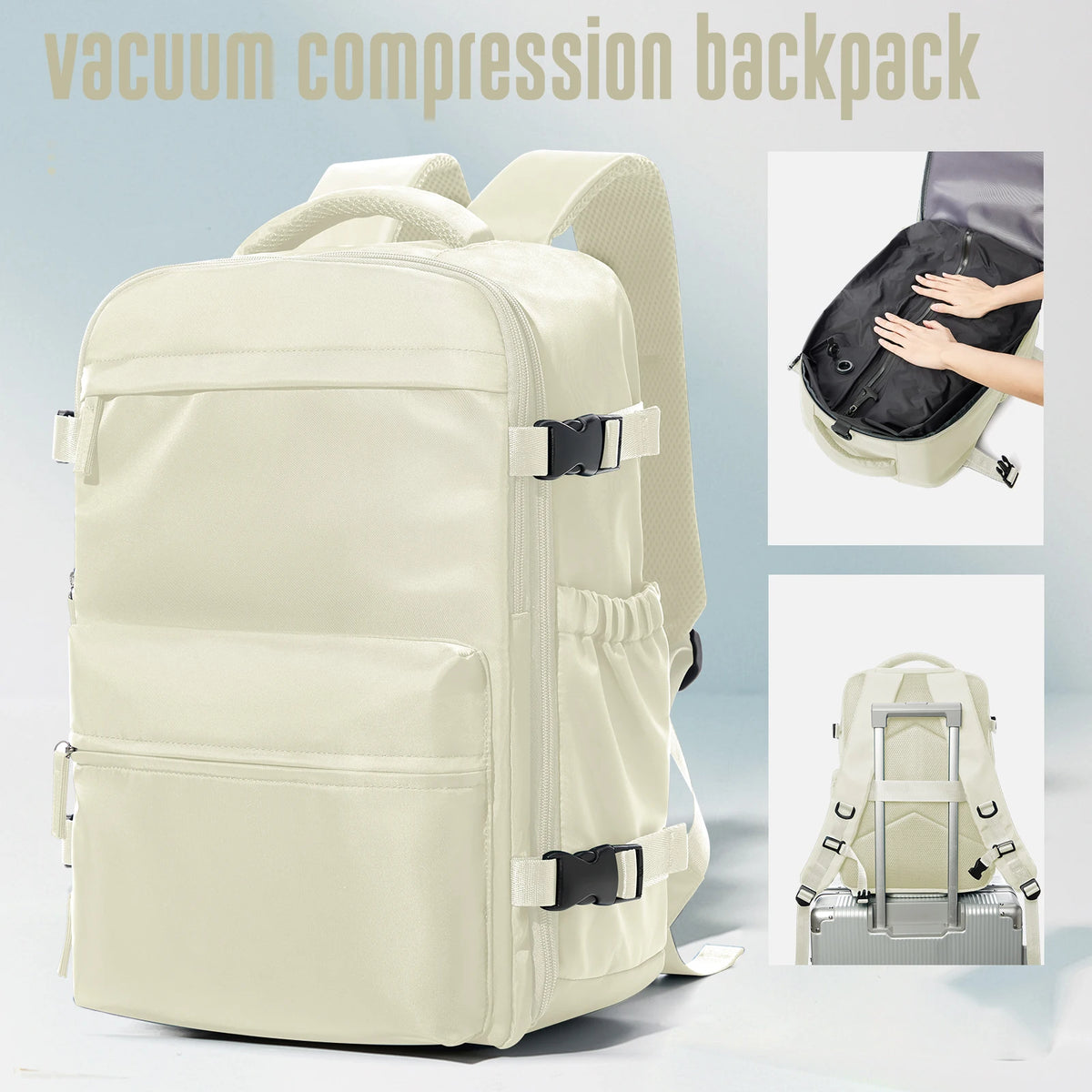 Vacuum Compression Travel Backpack – Large Capacity Laptop Bag with Optional Air Pump