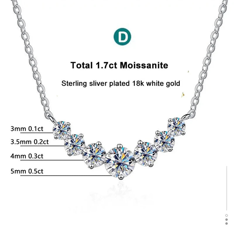 Curved Cluster Necklace – Moissanite or Zircon