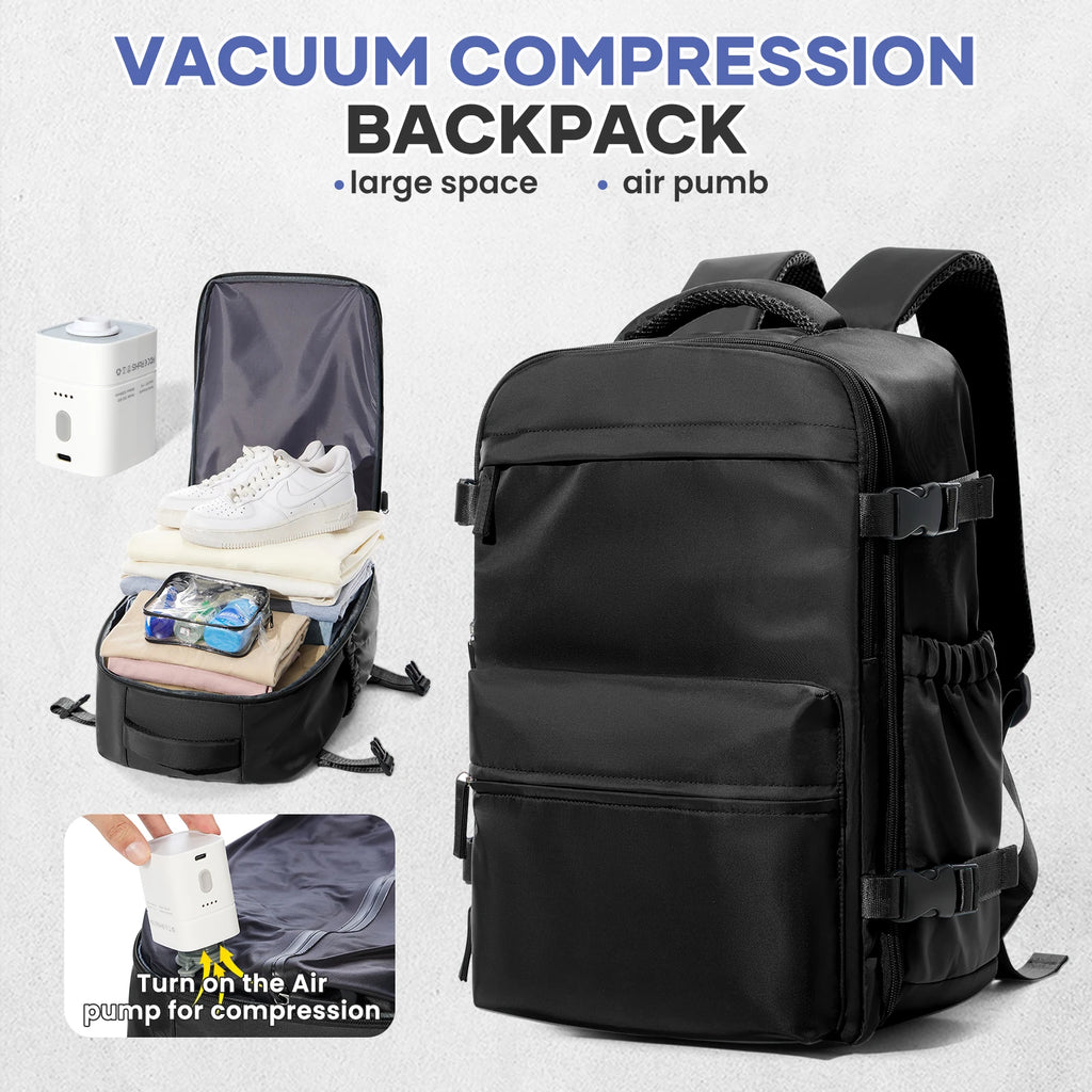 Vacuum Compression Travel Backpack – Large Capacity Laptop Bag with Optional Air Pump