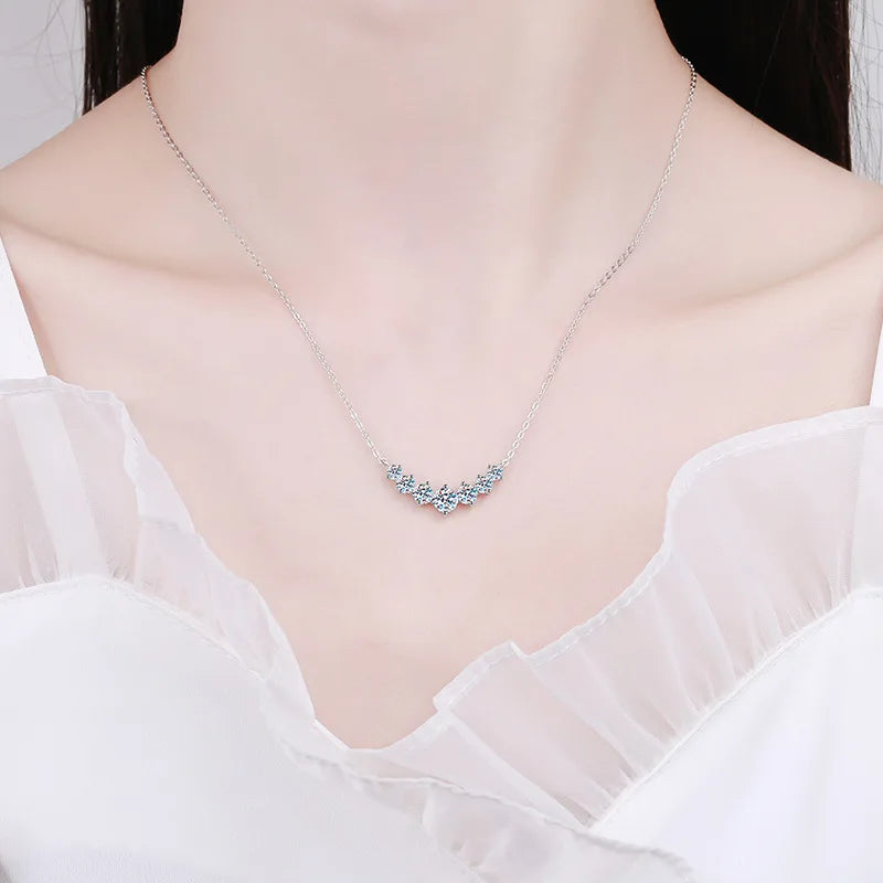 Curved Cluster Necklace – Moissanite or Zircon