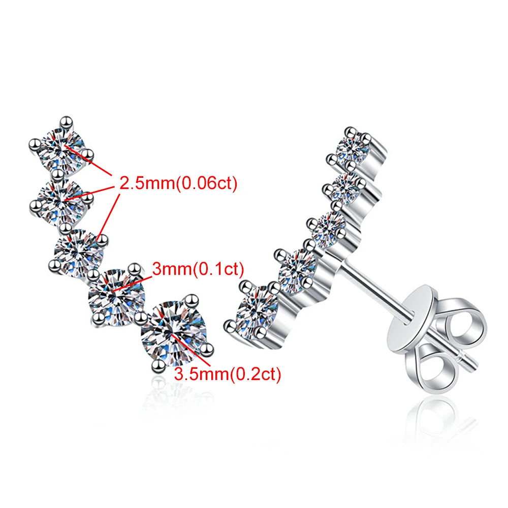 Moissanite Smile Stud Earrings – Silver Finish