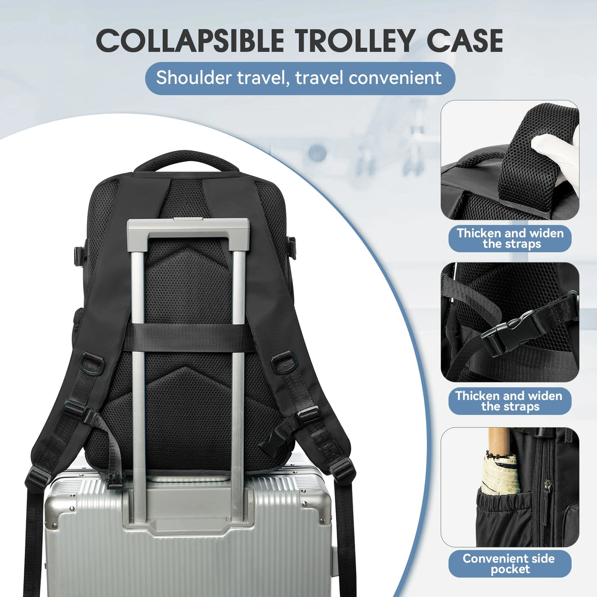 Vacuum Compression Travel Backpack – Large Capacity Laptop Bag with Optional Air Pump