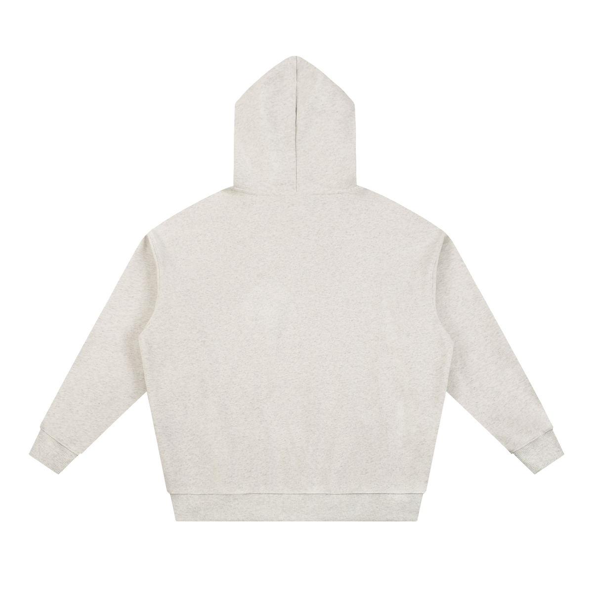 NUVA Essential Heavyweight Hoodie in Oat Gray — back view