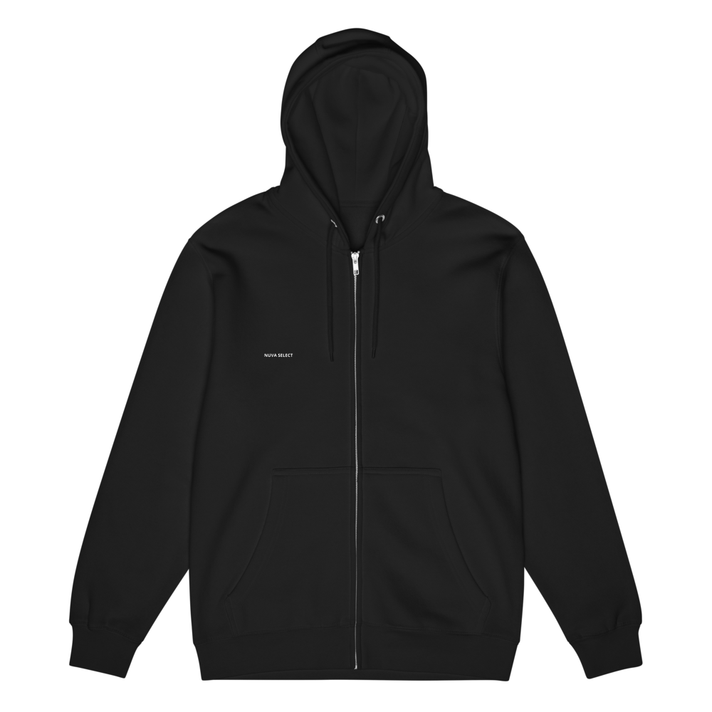 NUVA SELECT small side-chest artwork on black Lane Seven LS14003 — official Printful production-design digital mockup; physical sample unverified