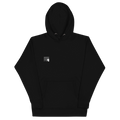 NUVA Waves on black Cotton Heritage M2580 hoodie — official Printful digital mockup; physical sample not verified